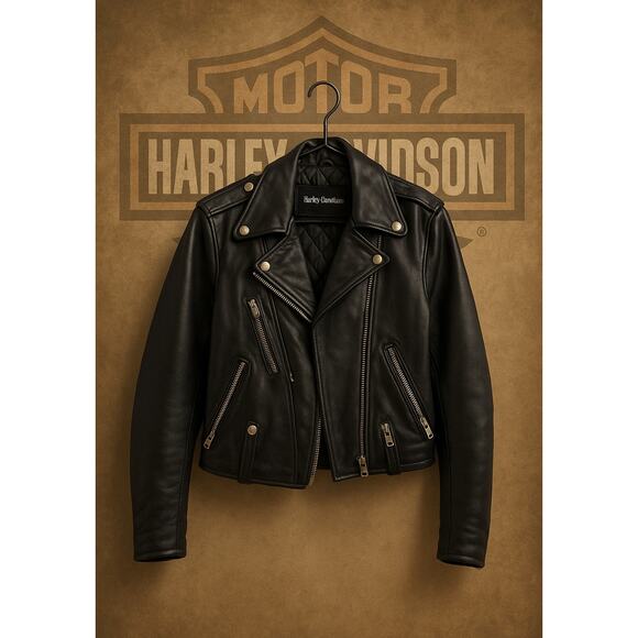 Harley-Davidson Jackets & Blazers - Vintage 1990s Harley-Davidson Women’s Leather Moto Jacket American Made Size 32W